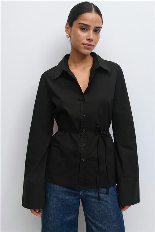 Gina Tricot - Shaped tie blouse - Bluser - Sort - 34 - Dame