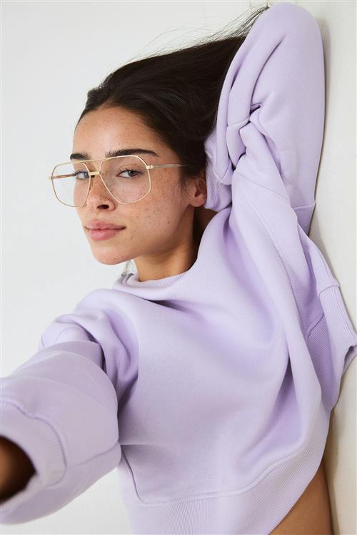 Gina Tricot - Crop crewneck sweater - Collegetrøjer - Lilla - M - Dame