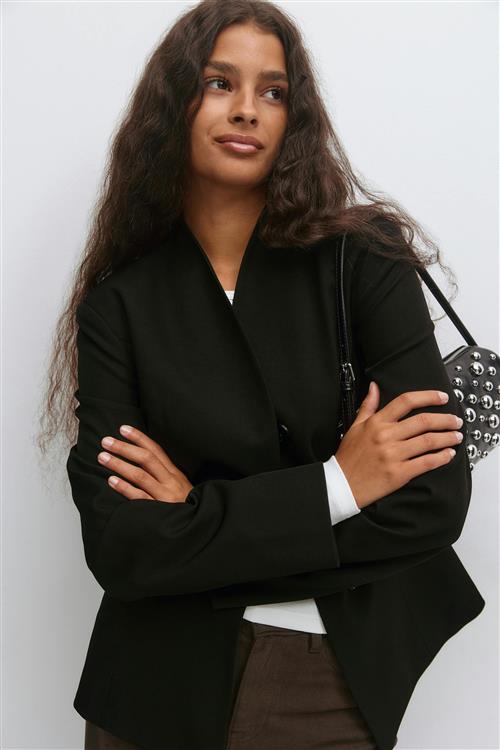 Gina Tricot - Shaped high neck blazer - figursyede blazere - Sort - M - Dame