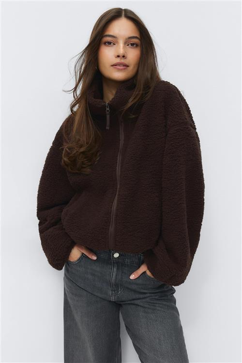 Gina Tricot - Sport fleece jacket - teddy jakker - Brun - S - Dame