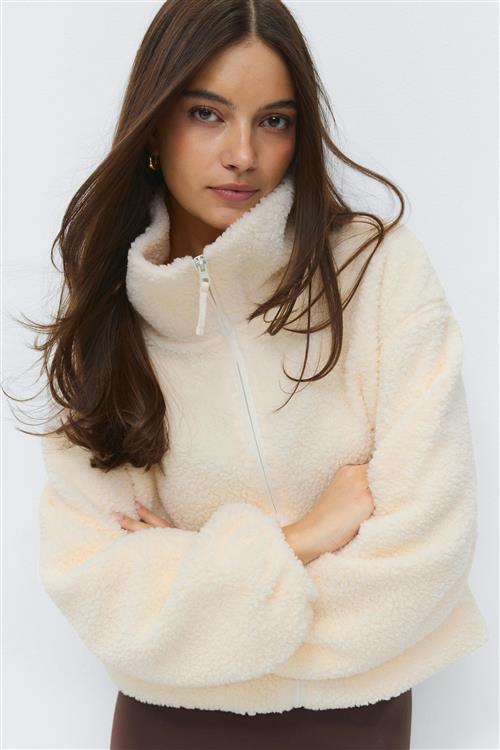 Gina Tricot - Sport fleece jacket - teddy jakker - Hvid - M - Dame