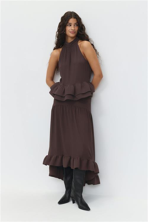 Gina Tricot - Flounce skirt - lange nederdele - Brun - S - Dame