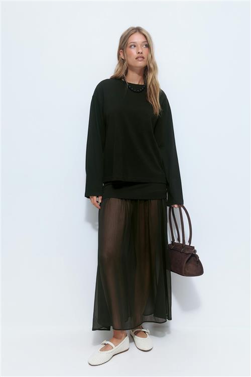 Gina Tricot - Pleated maxi skirt - lange nederdele - Sort - XS - Dame