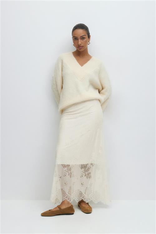 Gina Tricot - Lace skirt - lange nederdele - Hvid - L - Dame