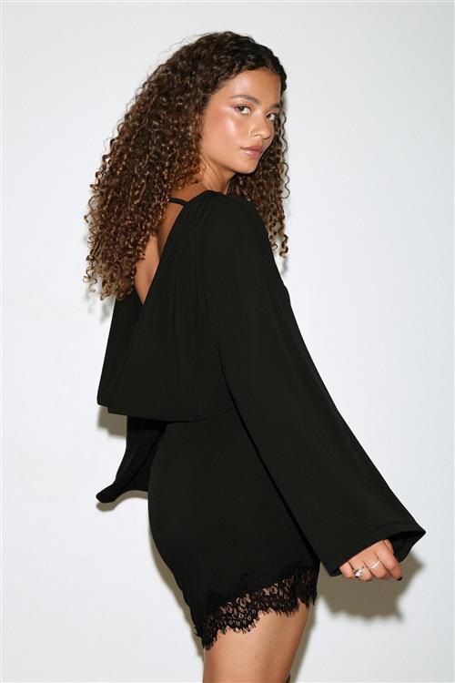 Gina Tricot - Asymmetric lace mini dress - blondekjoler - Sort - XS - Dame