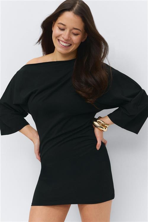 Gina Tricot - 14+ shaped long sleeve dress - kjoler - Sort - L - Dame