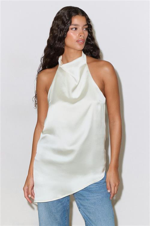 Gina Tricot - Halterneck tunic top - Halterneck-toppe - Hvid - 34 - Dame