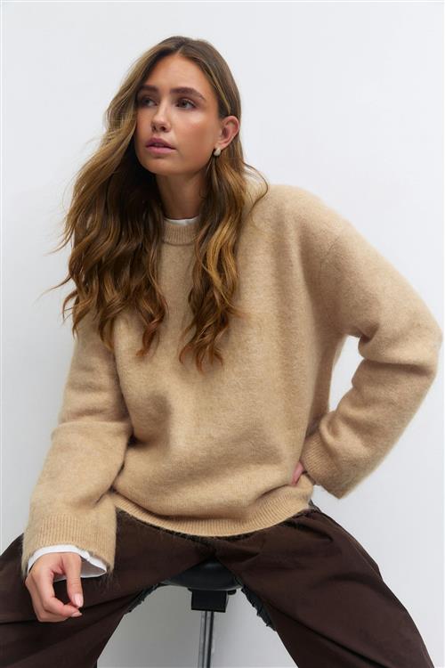 Gina Tricot - Mohair knitted sweater - Striktrøjer - Beige - S - Dame