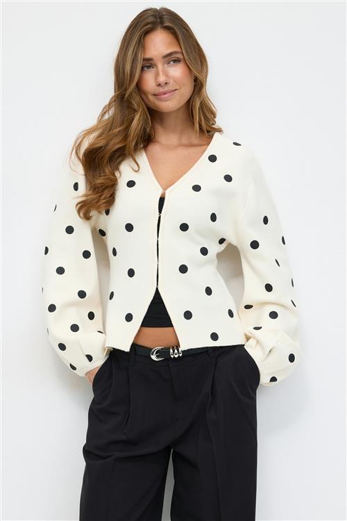 Gina Tricot - Jacquard knitted cardigan - Cardigans - Hvid - XS - Dame