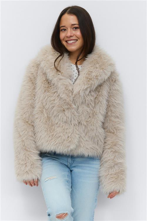 Gina Tricot - 14+ faux fur jacket - jakke - Beige - S - Dame