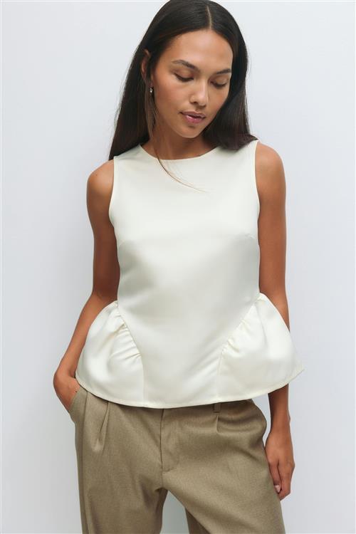 Gina Tricot - Peplum top - peplum toppe - Hvid - M - Dame