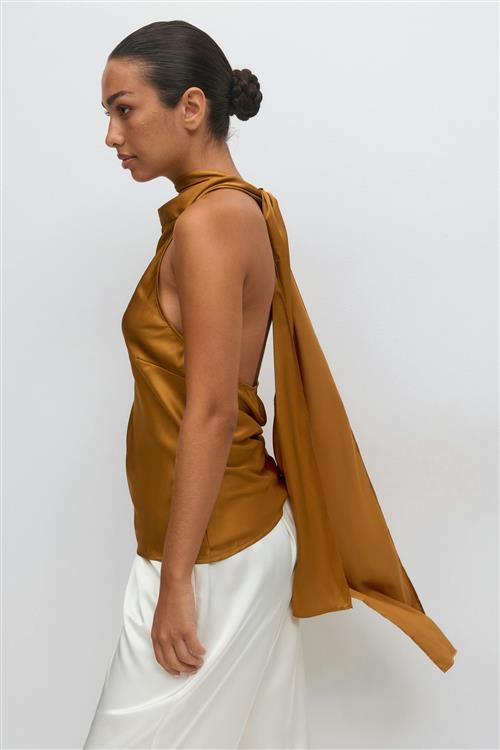 Gina Tricot - Halterneck blouse - Halterneck-toppe - Orange - 36 - Dame