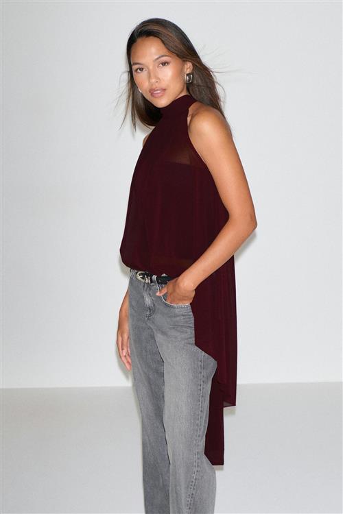 Gina Tricot - Halterneck tunic top - Halterneck-toppe - Rød - XS - Dame