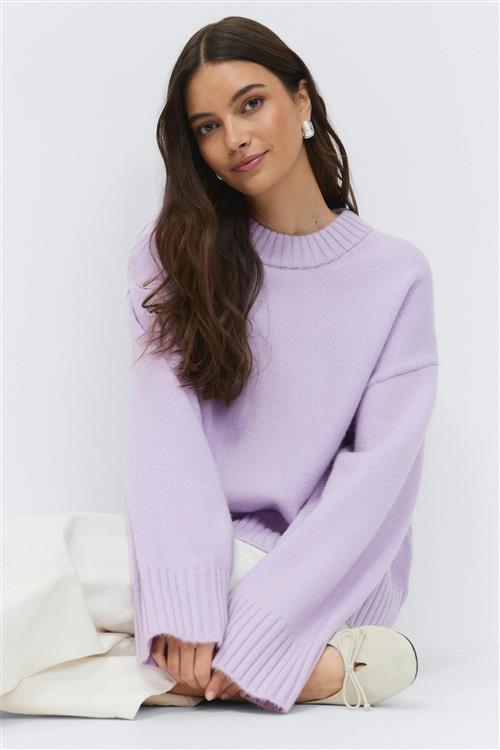 Gina Tricot - Crew neck knitted sweater - Striktrøjer - Lilla - M - Dame