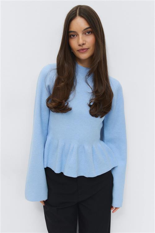 Gina Tricot - Knitted peplum top - peplum toppe - Blå - XS - Dame