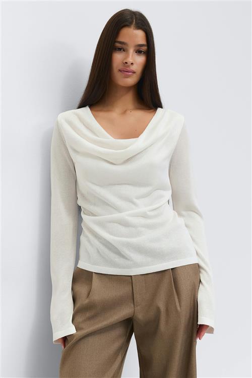 Gina Tricot - Draped knitted top - Langærmede toppe - Hvid - L - Dame