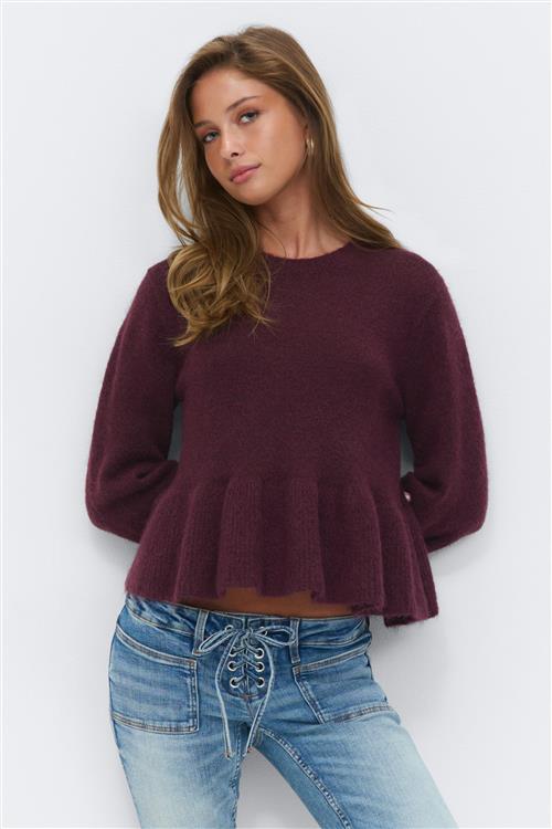 Gina Tricot - 14+ knitted peplum sweater - striktrojer - Rød - S - Dame