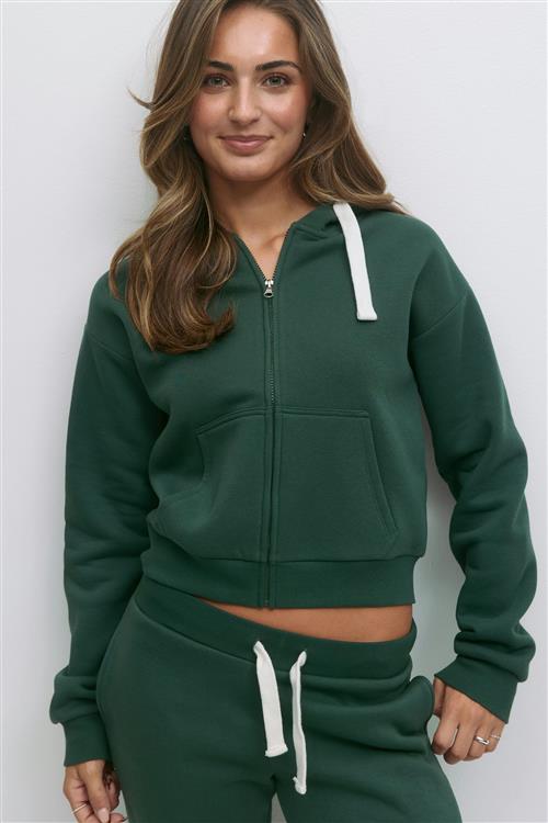 Gina Tricot - 14+ zip hoodie - Trøjer - Grøn - S - Dame