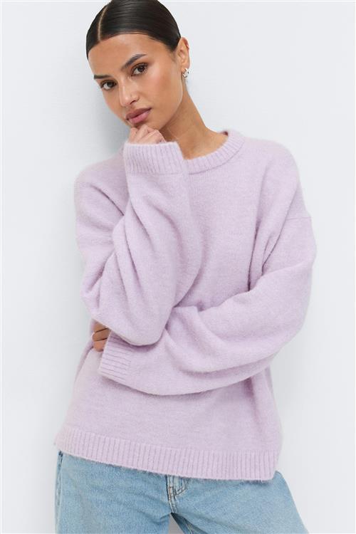 Gina Tricot - Crew neck knitted sweater - Striktrøjer - Lilla - M - Dame