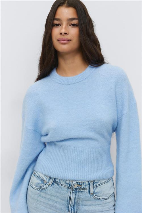 Gina Tricot - Wide sleeve knitted sweater - Striktrøjer - Blå - L - Dame