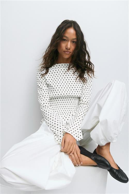 Gina Tricot - Long sleeve smock top - Langærmede toppe - Hvid - XS - Dame