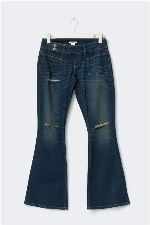 Gina Tricot - 14+ pleated flare jeans curve - flare jeans - Blå - M - Dame