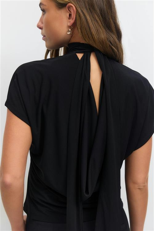 Gina Tricot - Tie top - toppe med bindebånd - Sort - L - Dame