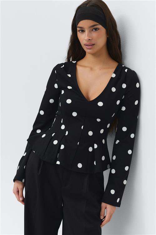 Gina Tricot - Peplum top - peplum toppe - Sort - S - Dame