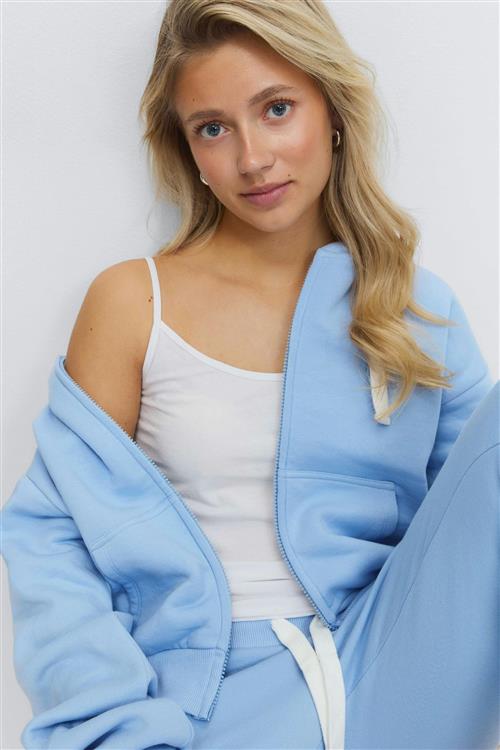 Gina Tricot - 14+ zip hoodie - Trøjer - Blå - L - Dame