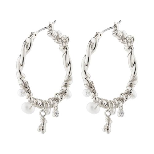 Pilgrim ANA perler & krystal hoops sølvbelagt