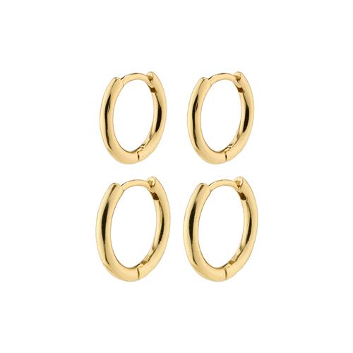 Pilgrim LEAF 2-i-1 sæt huggie hoops guldbelagt