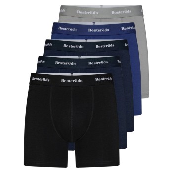 Resteröds 5P Kalle Bamboo Boxer Sort/Blå 2XL Herre