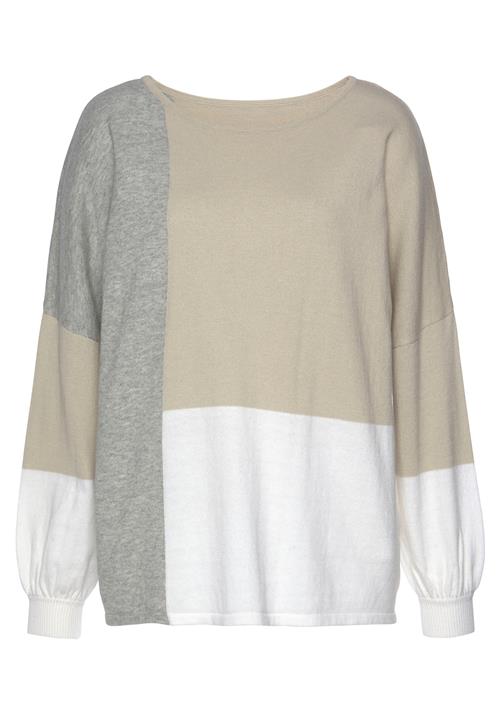LASCANA Pullover  beige / grå / hvid