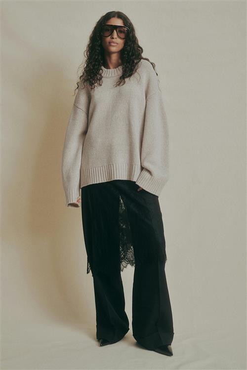 Gina Tricot - Merino wool knitted sweater - Striktrøjer - Beige - S - Dame