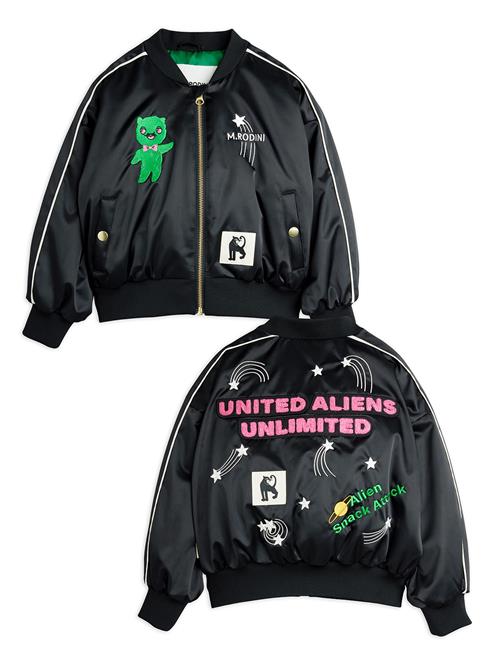 Mini Rodini United Aliens Unlimited Baseballjakke I Satin Black  Black 116/122 cm  Sort  116/122 cm  unisex