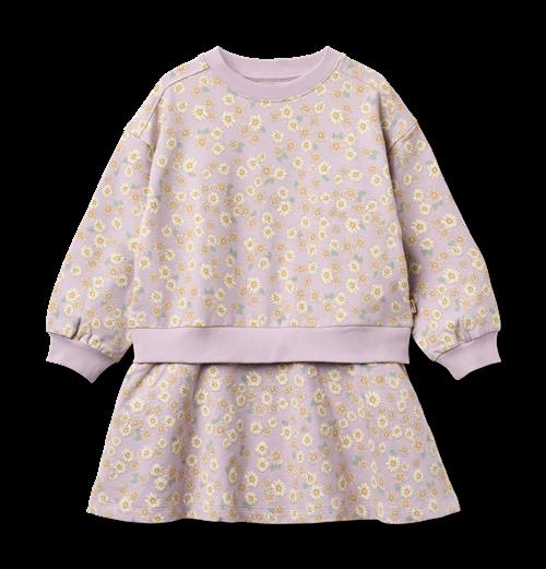 Wheat GOTS Maggie Sweat-kjole Lavender Daisies  Lavender Daisies 86 cm  Lilla  86 cm  kvinde