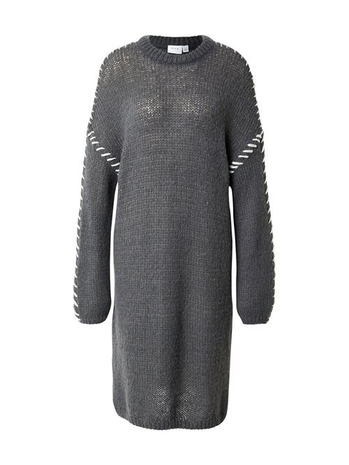 VILA Strikkjole 'Choca New'  mørkegrå / hvid