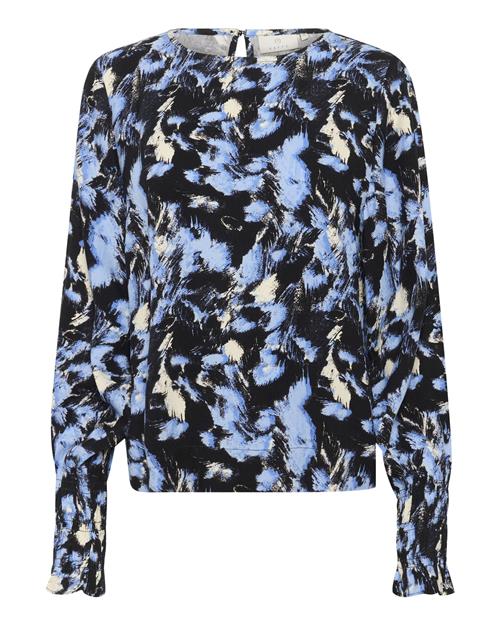 Kaffe Bluse 'KALura'  himmelblå / lysegrå / sort