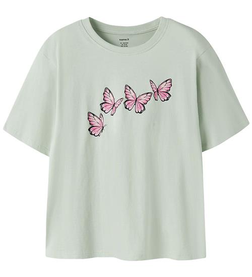 Name It T-shirt - NkfVelda - Pale Aqua/Butterflies