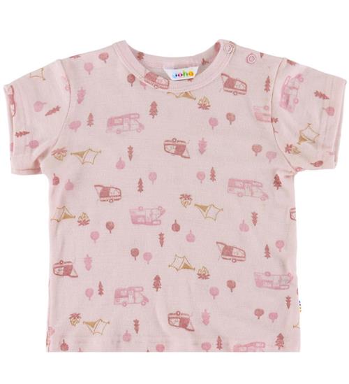 Joha T-shirt - Uld - Lyserød m. Camping