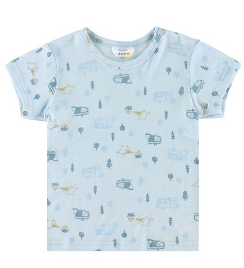 Joha T-shirt - Uld - Lyseblå m. Camping