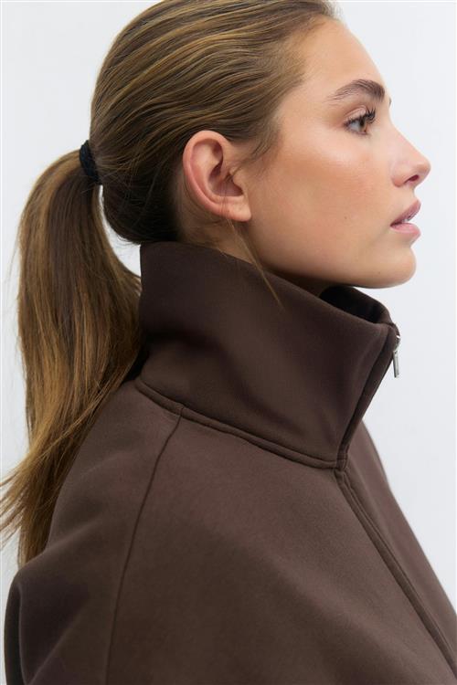 Gina Tricot - Soft sport zip sweater - Trøjer - Brun - L - Dame