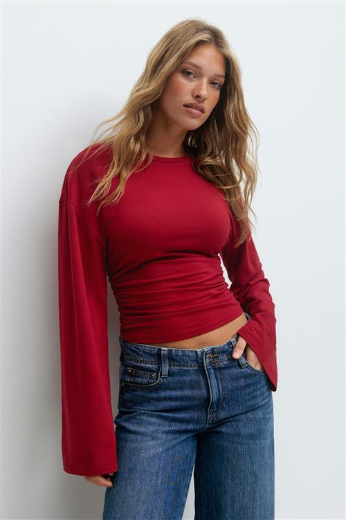 Gina Tricot - Soft touch wide sleeve top - Langærmede toppe - Rød - XS - Dame