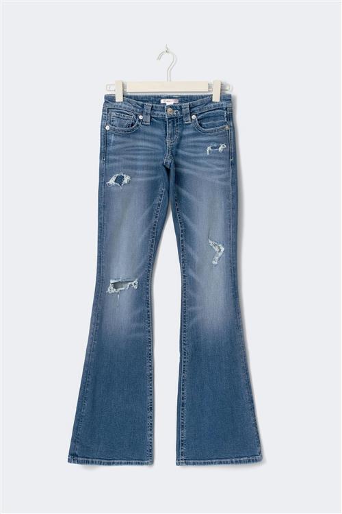 Gina Tricot - 14+ low rise flare jeans tall - Low waist jeans - Blå - XXS - Dame