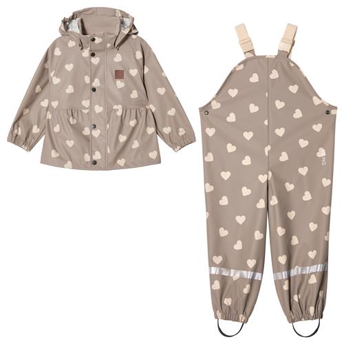 Kuling Toulouse Regnsæt Taupe Hearts Taupe Hearts 122/128 cm Rain Brun  122/128 cm  unisex