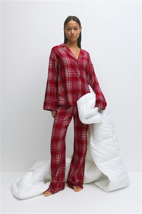 Gina Tricot - Flannel pyjamas trousers - pyjamasser - Rød - XS - Dame
