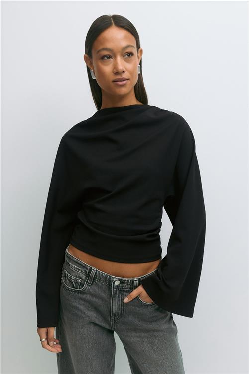 Gina Tricot - Drapy top - Langærmede toppe - Sort - XS - Dame