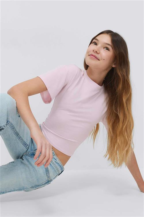 Gina Tricot - Y fitted tee - overdele - Lyserød - 158/164 - Pige