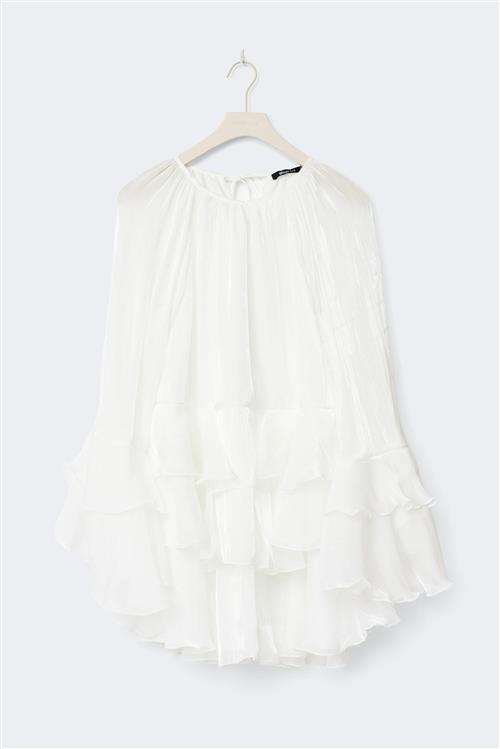 Gina Tricot - Flowy frill mini dress - korte kjoler - Hvid - 38 - Dame