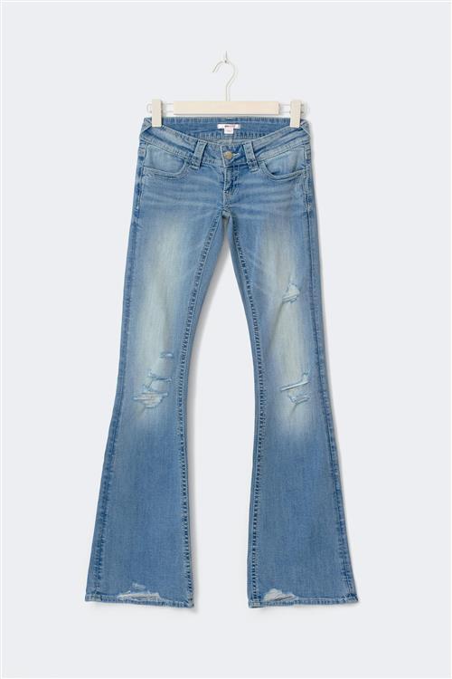 Gina Tricot - 14+ too messy flare jeans tall - Jeans - Blå - XXS - Dame